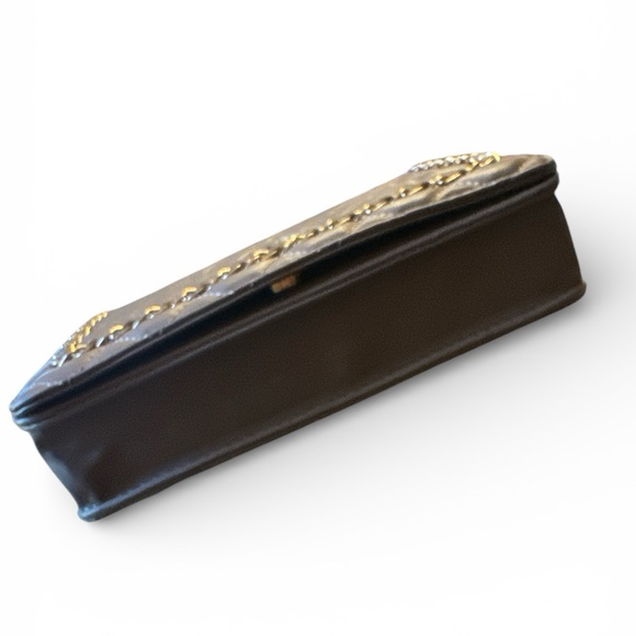 Badgley Mischka Black Quilted Clutch with Chain - Picture 4 of 4